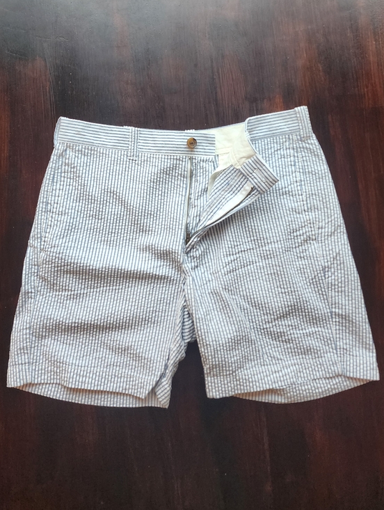 J. Crew Other - J. Crew Men’s Seersucker Flat Front Shorts - Blue/White Stripe